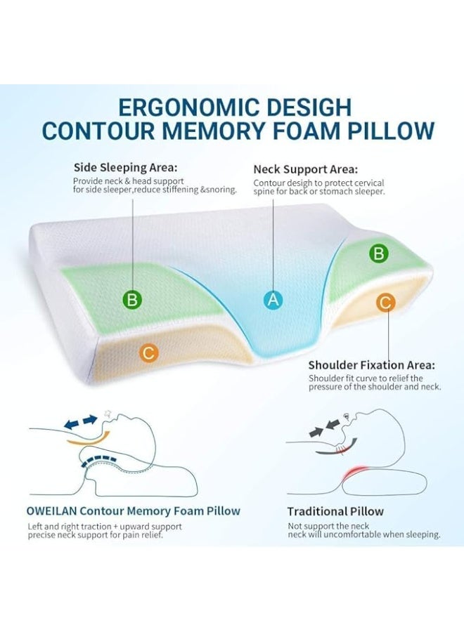 Orthopedic Memory Foam Pillow Set (Pack of 2) - Cervical Contour Pillow for Neck Pain Relief and Ergonomic Support for Sleeping - Image 3